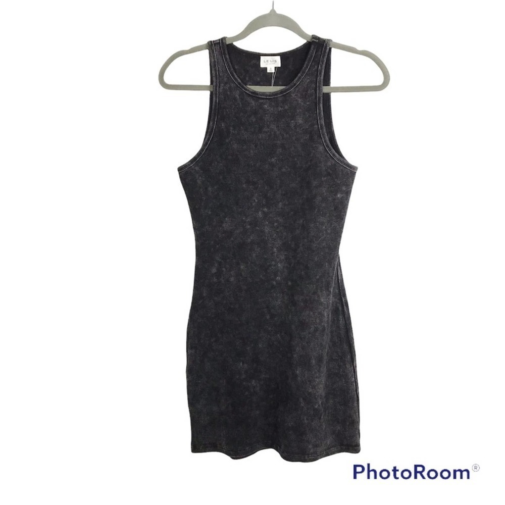 Le Lis burnout style charcoal grey ribbed Bodycon mini dress size S NWT